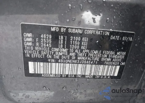 2018 Subaru Legacy 3.6R Limited from USA, damaged, VIN 4S3BNEN63J3046474